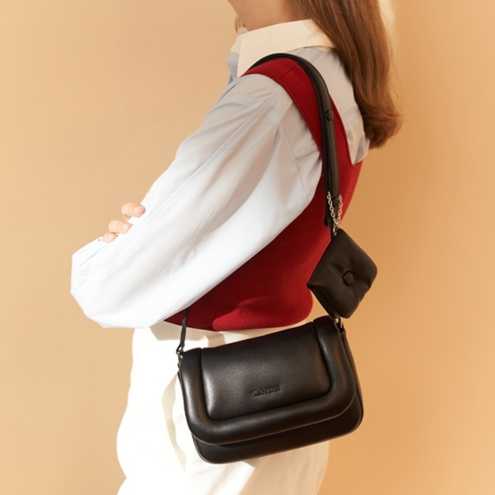 LA FESTIN | Hugging Puffy Small bag | black leather